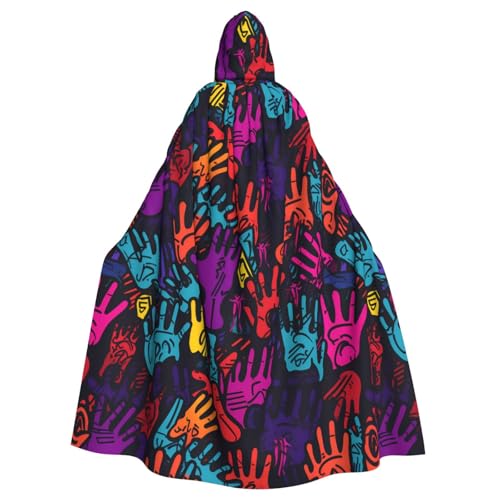 XBKGOHA Graffiti, handbedruckter Halloween-Umhang mit Kapuze für Erwachsene, ohne Reißverschluss, bequem für Kostümpartys von XBKGOHA