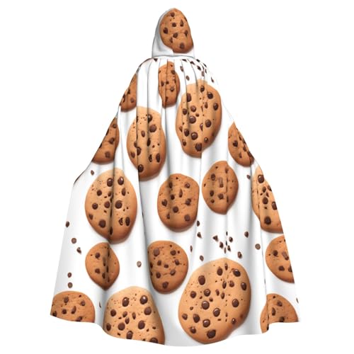 XBKGOHA Halloween-Umhang mit Kapuze und Schokoladenkeks-Druck, ohne Reißverschluss, bequem für Kostümpartys XBKGOHA Halloween-Umhang mit Kapuze und Schokoladenkeks-Druck, ohne Reißverschluss, bequem für Kostümpartys von XBKGOHA