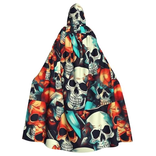 XBKGOHA Halloween-Umhang mit Totenköpfen und Kapuze, ohne Reißverschluss, bequem für Kostümpartys XBKGOHA Halloween-Umhang mit Totenköpfen und Kapuze, ohne Reißverschluss, bequem für Kostümpartys von XBKGOHA