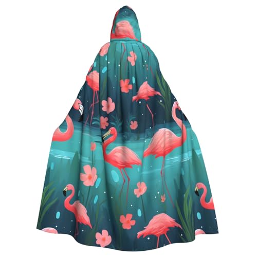 XBKGOHA Halloween-Umhang mit vier Flamingos, bedruckt, ohne Reißverschluss, bequem für Kostümpartys von XBKGOHA