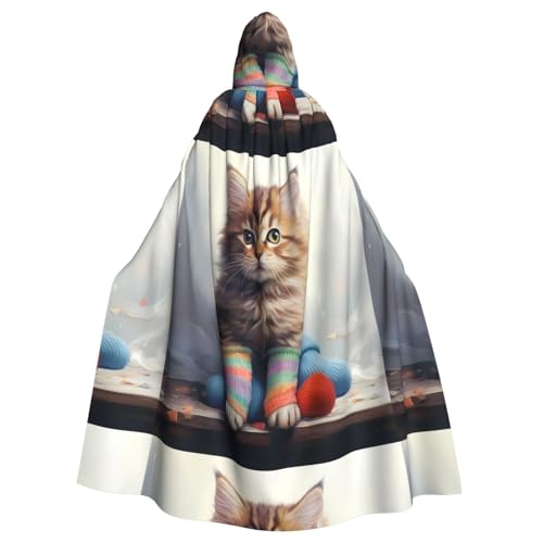 XBKGOHA Kätzchen mit Socken, bedruckt, Halloween, Erwachsenen-Kapuzenumhang, ohne Reißverschluss, bequem für Kostümpartys XBKGOHA Kätzchen mit Socken, bedruckt, Halloween, Erwachsenen-Kapuzenumhang, ohne Reißverschluss, bequem für Kostümpartys von XBKGOHA