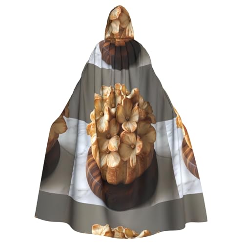 XBKGOHA Kapuzenumhang mit Blumenbrot, bedruckt, Halloween, Erwachsene, ohne Reißverschluss, bequem für Kostümpartys von XBKGOHA