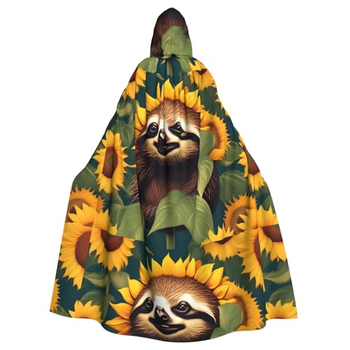 XBKGOHA Kapuzenumhang mit Faultier-Sonnenblume, bedruckt, Halloween, Erwachsene, ohne Reißverschluss, bequem für Kostümpartys XBKGOHA Kapuzenumhang mit Faultier-Sonnenblume, bedruckt, Halloween, Erwachsene, ohne Reißverschluss, bequem für Kostümpartys von XBKGOHA