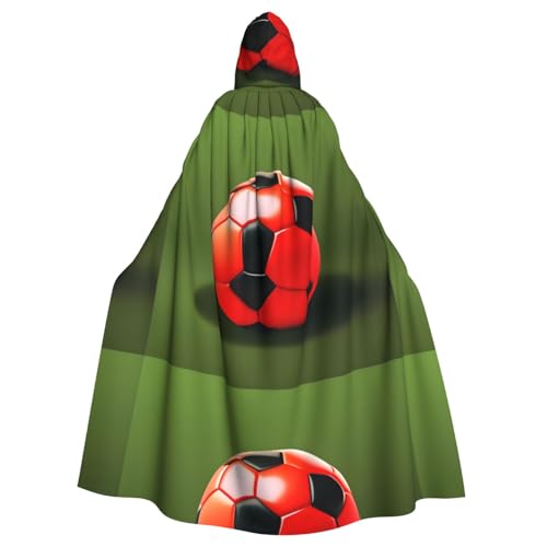 XBKGOHA Kapuzenumhang mit Fußballball auf Gras, bedruckt, Halloween, Erwachsene, ohne Reißverschluss, bequem für Kostümpartys von XBKGOHA