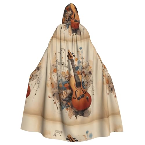 XBKGOHA Kapuzenumhang mit Gitarren-Noten, bedruckt, Halloween, Erwachsene, ohne Reißverschluss, bequem für Kostümpartys XBKGOHA Kapuzenumhang mit Gitarren-Noten, bedruckt, Halloween, Erwachsene, ohne Reißverschluss, bequem für Kostümpartys von XBKGOHA