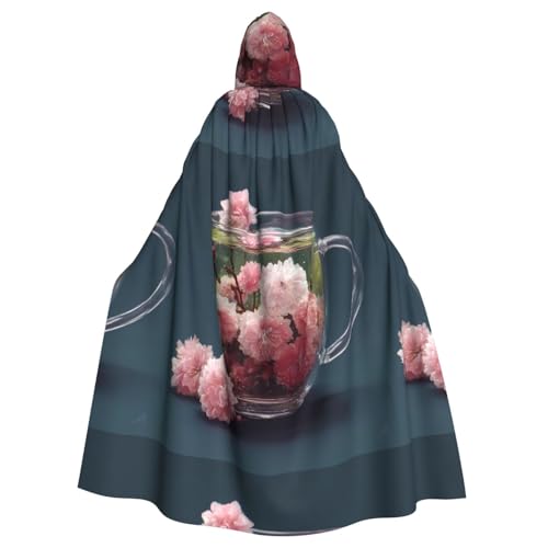 XBKGOHA Kapuzenumhang mit Kirschblüten in einem Glas, bedruckt, Halloween, Erwachsene, ohne Reißverschluss, bequem für Kostümpartys XBKGOHA Kapuzenumhang mit Kirschblüten in einem Glas, bedruckt, Halloween, Erwachsene, ohne Reißverschluss, bequem für Kostümpartys von XBKGOHA
