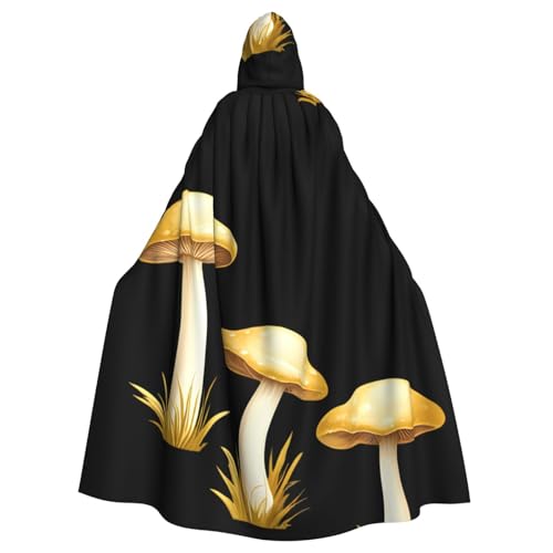 XBKGOHA Kapuzenumhang mit Pilzen mit goldfarbenem Rand, bedruckt, Halloween, Erwachsene, ohne Reißverschluss, bequem für Kostümpartys XBKGOHA Kapuzenumhang mit Pilzen mit goldfarbenem Rand, bedruckt, Halloween, Erwachsene, ohne Reißverschluss, bequem für Kostümpartys von XBKGOHA