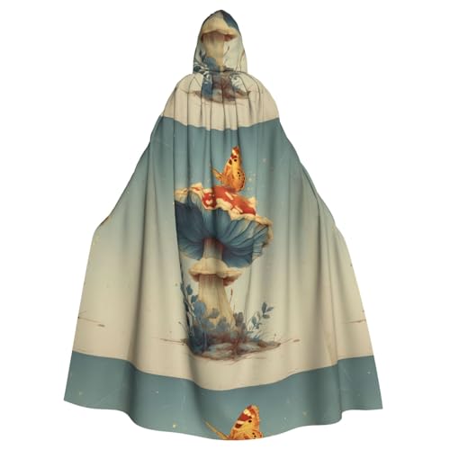 XBKGOHA Kapuzenumhang mit Schmetterlingen auf Pilzen, bedruckt, Halloween, Erwachsene, ohne Reißverschluss, bequem für Kostümpartys XBKGOHA Kapuzenumhang mit Schmetterlingen auf Pilzen, bedruckt, Halloween, Erwachsene, ohne Reißverschluss, bequem für Kostümpartys von XBKGOHA