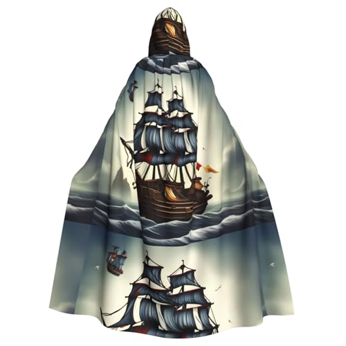 XBKGOHA Kapuzenumhang mit Segelpiraten-Motiv, bedruckt, Halloween, Erwachsene, ohne Reißverschluss, bequem für Kostümpartys XBKGOHA Kapuzenumhang mit Segelpiraten-Motiv, bedruckt, Halloween, Erwachsene, ohne Reißverschluss, bequem für Kostümpartys von XBKGOHA