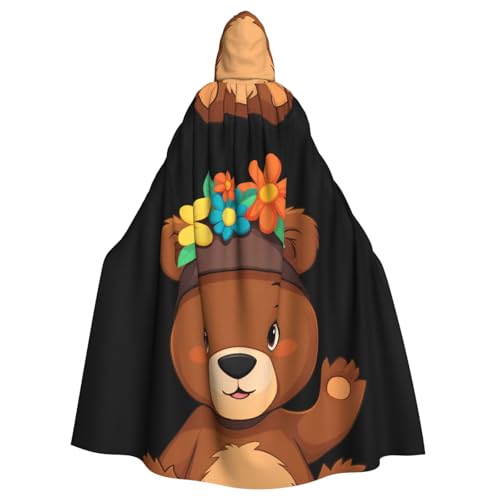 XBKGOHA Kleiner Braunbär mit Blumenhut, bedruckt, Halloween, Erwachsenen-Kapuzenumhang, ohne Reißverschluss, bequem für Kostümpartys XBKGOHA Kleiner Braunbär mit Blumenhut, bedruckt, Halloween, Erwachsenen-Kapuzenumhang, ohne Reißverschluss, bequem für Kostümpartys von XBKGOHA