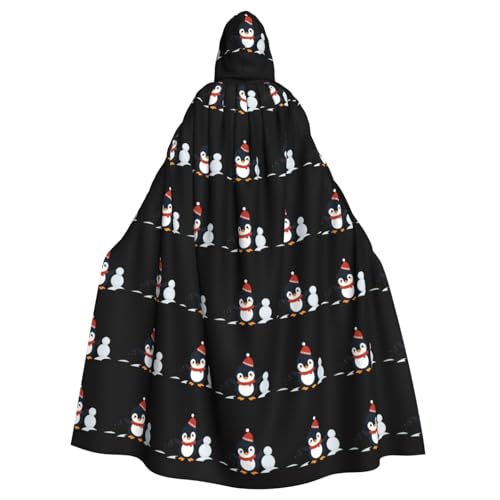 XBKGOHA Kleiner Pinguin, der einen Schneemann macht, bedruckt, Halloween-Umhang für Erwachsene, ohne Reißverschluss, bequem für Kostümpartys von XBKGOHA