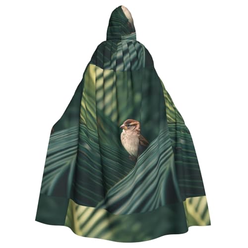 XBKGOHA Kleiner Spatz auf Palmenblättern, bedruckt, Halloween-Umhang für Erwachsene, mit Kapuze, kein Reißverschluss, bequem für Kostümpartys XBKGOHA Kleiner Spatz auf Palmenblättern, bedruckt, Halloween-Umhang für Erwachsene, mit Kapuze, kein Reißverschluss, bequem für Kostümpartys von XBKGOHA