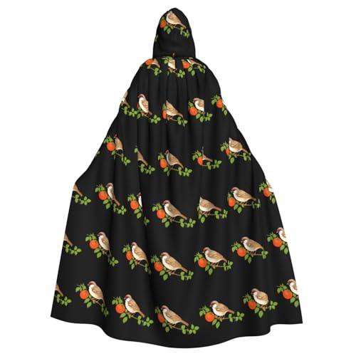 XBKGOHA Kleiner Spatz auf Tomatenrebe, bedruckt, Halloween-Umhang für Erwachsene, ohne Reißverschluss, bequem für Kostümpartys von XBKGOHA