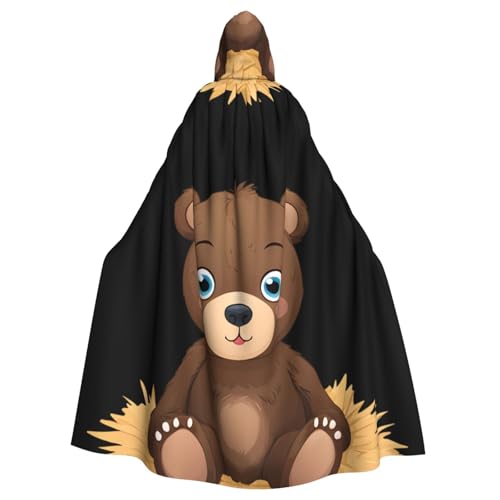 XBKGOHA Kleiner brauner Bär auf Stroh, bedruckter Halloween-Umhang mit Kapuze, kein Reißverschluss, bequem für Kostümpartys XBKGOHA Kleiner brauner Bär auf Stroh, bedruckter Halloween-Umhang mit Kapuze, kein Reißverschluss, bequem für Kostümpartys von XBKGOHA