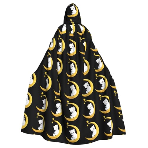 XBKGOHA Kleiner weißer Bär auf dem goldenen Halbmond bedruckter Halloween-Umhang mit Kapuze für Erwachsene, ohne Reißverschluss, bequem für Kostümpartys XBKGOHA Kleiner weißer Bär auf dem goldenen Halbmond bedruckter Halloween-Umhang mit Kapuze für Erwachsene, ohne Reißverschluss, bequem für Kostümpartys von XBKGOHA