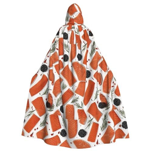 XBKGOHA Lachsbedruckter Halloween-Umhang mit Kapuze für Erwachsene, ohne Reißverschluss, bequem für Kostümpartys XBKGOHA Lachsbedruckter Halloween-Umhang mit Kapuze für Erwachsene, ohne Reißverschluss, bequem für Kostümpartys von XBKGOHA