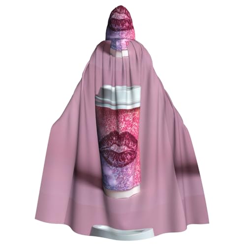 XBKGOHA Lippenabdrücke auf Kaffeetasse, bedruckt, Halloween, Erwachsenen-Kapuzenumhang, ohne Reißverschluss, bequem für Kostümpartys XBKGOHA Lippenabdrücke auf Kaffeetasse, bedruckt, Halloween, Erwachsenen-Kapuzenumhang, ohne Reißverschluss, bequem für Kostümpartys von XBKGOHA