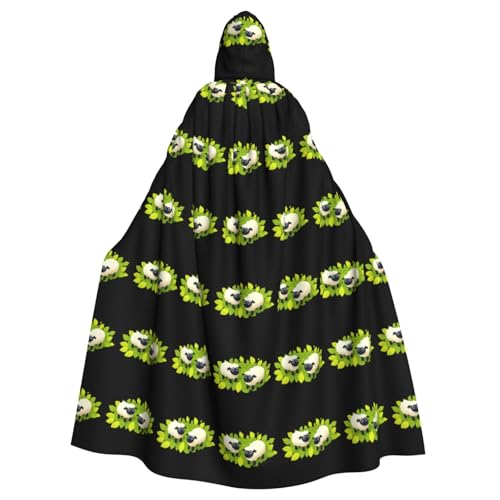 XBKGOHA Little Sheep Playing In The Leaves Printed Halloween Adult Hooded Cape Cloak No Zipper, Comfortable For Costume Parties von XBKGOHA