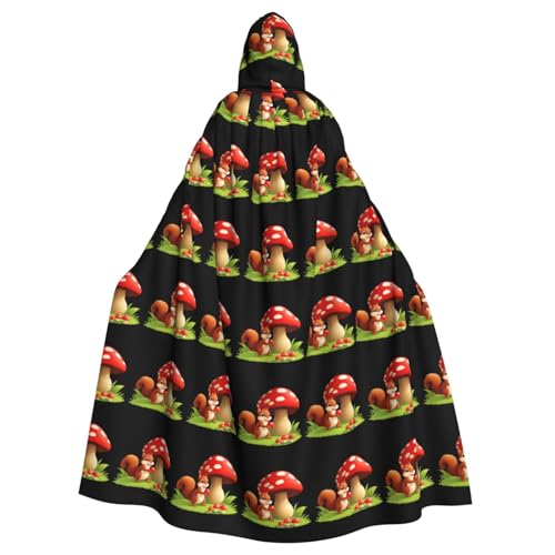 XBKGOHA Little Squirrel Picking A Giant Mushroom Printed Halloween Adult Hooded Cape Cloak No Zipper, Comfortable For Costume Parties von XBKGOHA
