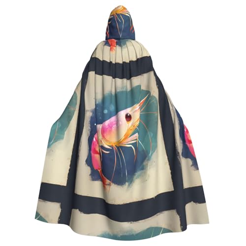 XBKGOHA Lively Little Shrimp bedruckter Halloween-Umhang mit Kapuze für Erwachsene, ohne Reißverschluss, bequem für Kostümpartys von XBKGOHA