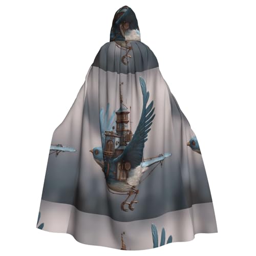 XBKGOHA Mechanischer Vogel-Druck, Halloween-Umhang mit Kapuze, kein Reißverschluss, bequem für Kostümpartys XBKGOHA Mechanischer Vogel-Druck, Halloween-Umhang mit Kapuze, kein Reißverschluss, bequem für Kostümpartys von XBKGOHA