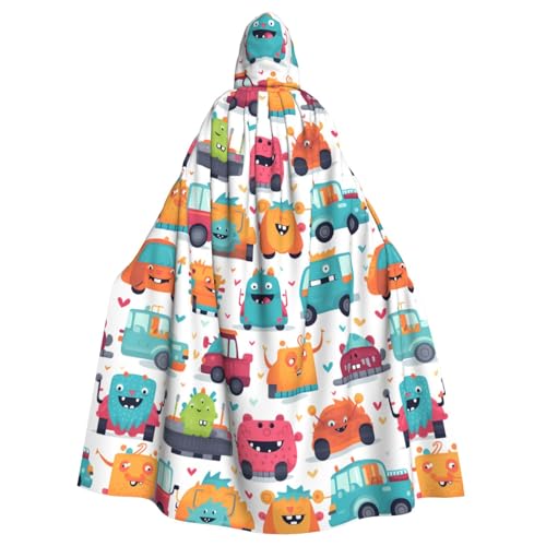 XBKGOHA Niedlicher Monster-Trucks-Umhang mit Kapuze, bedruckt, Halloween, Erwachsene, ohne Reißverschluss, bequem für Kostümpartys von XBKGOHA