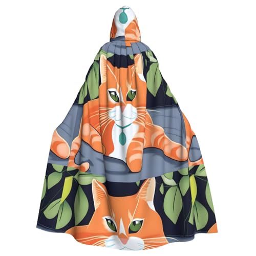 XBKGOHA Orangener Katzen-bedruckter Halloween-Umhang mit Kapuze für Erwachsene, ohne Reißverschluss, bequem für Kostümpartys XBKGOHA Orangener Katzen-bedruckter Halloween-Umhang mit Kapuze für Erwachsene, ohne Reißverschluss, bequem für Kostümpartys von XBKGOHA