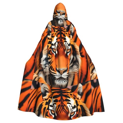 XBKGOHA Oranger Tiger-Leoparden-Druck, Halloween-Umhang mit Kapuze, ohne Reißverschluss, bequem für Kostümpartys XBKGOHA Oranger Tiger-Leoparden-Druck, Halloween-Umhang mit Kapuze, ohne Reißverschluss, bequem für Kostümpartys von XBKGOHA
