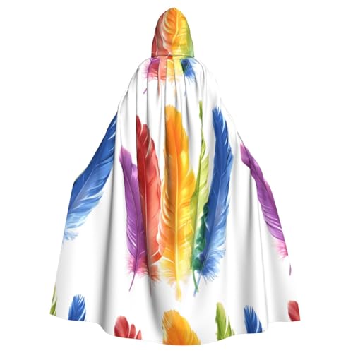 XBKGOHA Regenbogenfedern, bedruckter Halloween-Umhang mit Kapuze, ohne Reißverschluss, bequem für Kostümpartys XBKGOHA Regenbogenfedern, bedruckter Halloween-Umhang mit Kapuze, ohne Reißverschluss, bequem für Kostümpartys von XBKGOHA