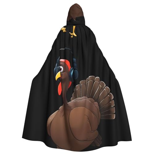 XBKGOHA Türkei mit Kopfhörern, bedruckt, Halloween, Erwachsenen-Kapuzenumhang, ohne Reißverschluss, bequem für Kostümpartys XBKGOHA Türkei mit Kopfhörern, bedruckt, Halloween, Erwachsenen-Kapuzenumhang, ohne Reißverschluss, bequem für Kostümpartys von XBKGOHA