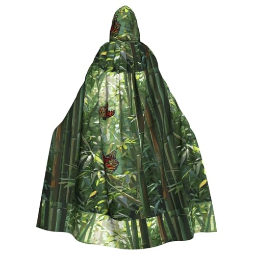 XBKGOHA Umhang mit Kapuze für Erwachsene, Motiv: Schmetterlinge im Bambuswald, bedruckt, kein Reißverschluss, bequem für Kostümpartys von XBKGOHA