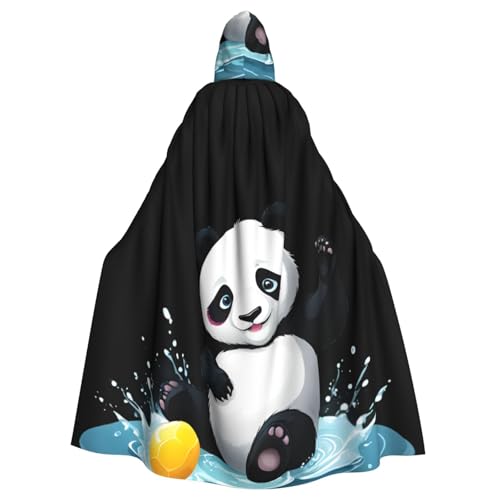 XBKGOHA Umhang mit Panda, der mit Ball im Wasser spielt, bedruckt, Halloween-Umhang für Erwachsene, ohne Reißverschluss, bequem für Kostümpartys von XBKGOHA