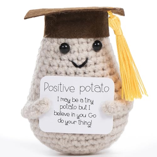 XBOCMY Abitur Geschenke Positive Potato, Bachelor Graduation Abi 2024 Geschenke Pocket Hug, Mutmacher Geschenk, Glücksbringer Prüfung, Mutmacher Geschenk für Männer, Wolle Potato Puppe von XBOCMY