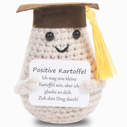 XBOCMY Abitur Geschenke Positive Potato, Bachelor Graduation Abi 2024 Geschenke Pocket Hug, Mutmacher Geschenk, Glücksbringer Prüfung, Mutmacher Geschenk für Männer, Wolle Potato Puppe von XBOCMY