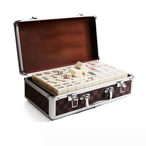XBSXP Mahjong Spielset 144 Kacheln Tragbares chinesisches Mahjong Seltenes Spielset Retro Mah-Jong + Custom Fit Box Unterhaltungsspaß Familienbrettspiele mah jongg (Größe: 40#) von XBSXP