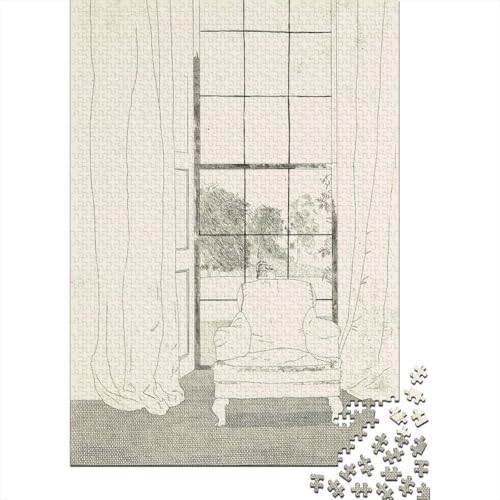 David Hockney Puzzle, Museums Holzpuzzle, Skizze Puzzles 1000 Teile, Kunst Puzzlespiel, Gehirntraining Spielzeug Für Kinder, Impossible Puzzles von XCOFG
