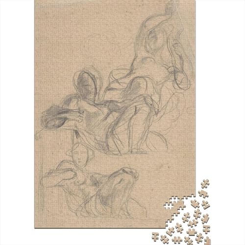 Eugène Delacroix Puzzle, Museums Holzpuzzle, Kunst Puzzles 1000 Teile, Skizze Puzzlespiel, Gehirntraining Spielzeug Für Kinder, Impossible Puzzles von XCOFG