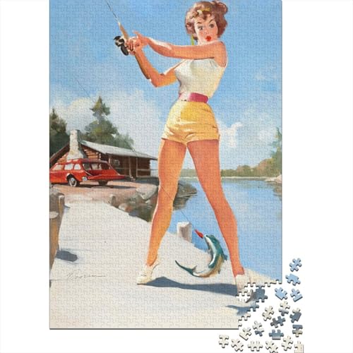 Gil Elvgren Holz Puzzle 1000 Teile Für Erwachsene, Pin-up Impossible Puzzles, Farbenfrohes Legespiel, Geschicklichkeitsspiel Für Die Ganze Familie, Museums Puzzle von XCOFG