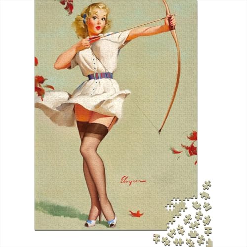 Gil Elvgren Illustration 1000 Teile Puzzle Für Teenager Erwachsene, Museums Holz Puzzle, Lustige Kunst Puzzles Piele, Impossible Puzzlespiel Für Die Ganze Familie von XCOFG