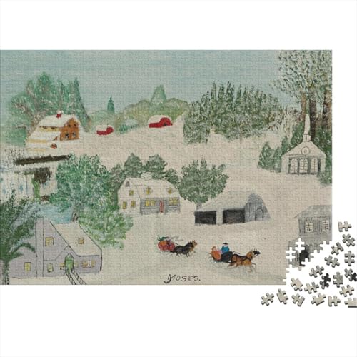 Grandma Moses Holz Museums Puzzle, 1000-Teilige Kunst Puzzles, Geschicklichkeitsspiel, Für Erwachsene Ölmalerei Puzzlespiel Piele Spielzeug Geschenk von XCOFG