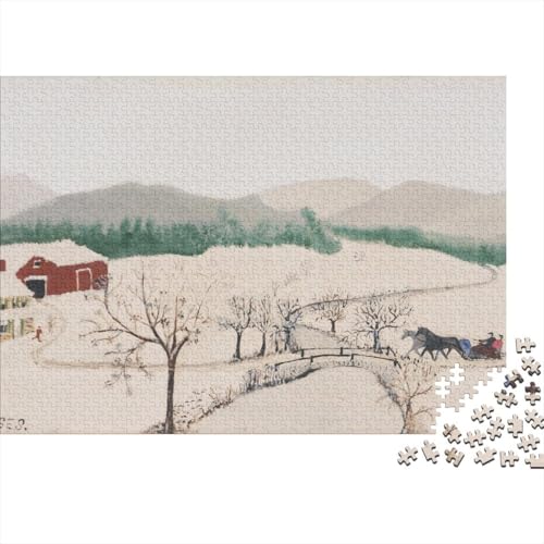 Grandma Moses Puzzle, Museums Holzpuzzle, Ölmalerei Puzzles 1000 Teile, Kunst Puzzlespiel, Gehirntraining Spielzeug Für Kinder, Impossible Puzzles von XCOFG
