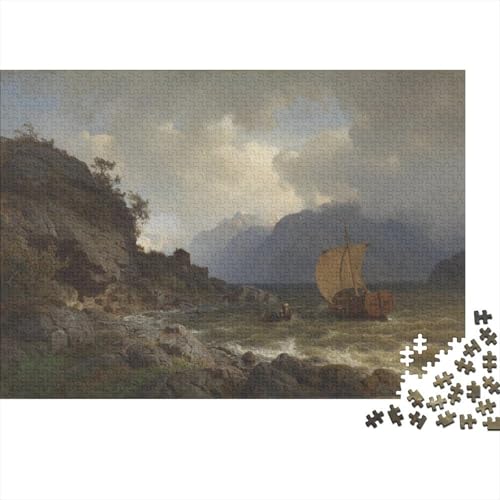 Hans Gude Weltberühmte Gemälde Puzzles 1000 Teile Für Erwachsene Teenager, Kunst Hölzernes Puzzle Für Familienspiel, Ölmalerei Puzzlespiel 1000 Pcs von XCOFG