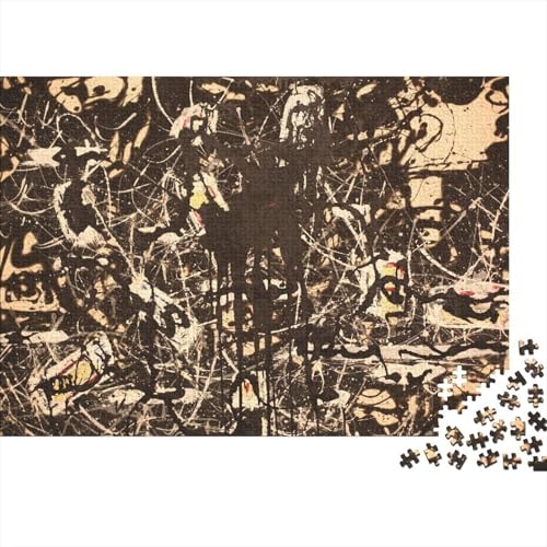 Jackson Pollock Holz Puzzle Kunst, 1000 Teile Ölmalerei Puzzles, Puzzlespiel Weltberühmte Gemälde, Lernspiel Herausforderung Spielzeug Tolles Geschenk, Übung Für Den Geist von XCOFG