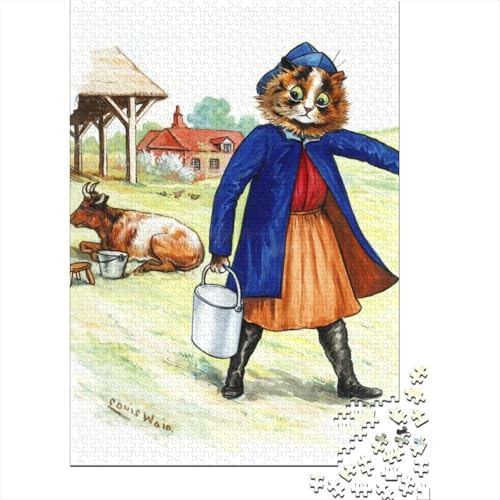 Louis Wain Holz Cat Puzzle, 1000-Teilige Ölmalerei Puzzles, Geschicklichkeitsspiel, Für Erwachsene Kunst Puzzlespiel Piele Spielzeug Geschenk von XCOFG