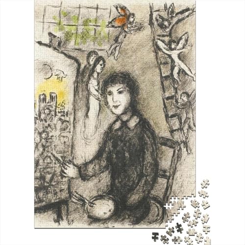 Marc Chagall Skizze Puzzle 1000 Teile Erwachsene, Lustige Museums Puzzles Geschenk-Idee Für Geburtstag, Weihnachten, Halloween Und Valentinstag von XCOFG