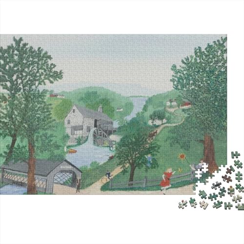 Ölmalerei Grandma Moses Puzzles Für Erwachsene, Übung Für Den Geist, Geschenk-Idee, Nachhaltiges Museums Puzzle Tolles Geschenk Familientreffen Spiele 1000 Teile von XCOFG