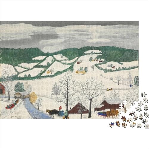 Weltberühmte Gemälde Grandma Moses 1000 Teile Erwachsenen Lustige Puzzles, Kunst Puzzlespiel, Ölmalerei Puzzle Profis Mutige Puzzler Puzzeln von XCOFG