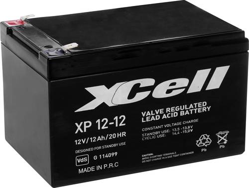 XCell XP1212 XCEXP1212 Bleiakku 12V 12Ah Blei-Vlies (AGM) (B x H x T) 151 x 101 x 98mm Flachstecker von XCell
