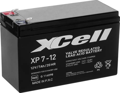 XCell XP712F2 XCEXP712F2 Bleiakku 12V 7Ah Blei-Vlies (AGM) (B x H x T) 151 x 94 x 65mm Flachstecker von XCell