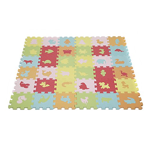 Puzzle-Spielmatte für Baby und Kleinkinder, Puzzlematte, rutschfeste Bodenmatte aus Eva-Schaumstoff, Bodenschutzmatte Fitness, Schallschutzmatte (A/36pcs/Tier) von XDAILUYYDS